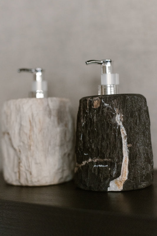 Zeeppomp versteend hout in zwart