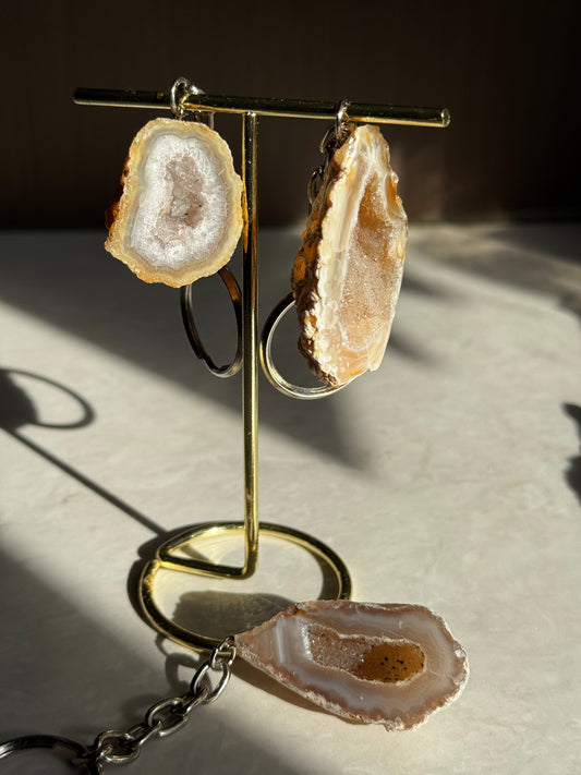 Sleutelhanger geode bruintinten